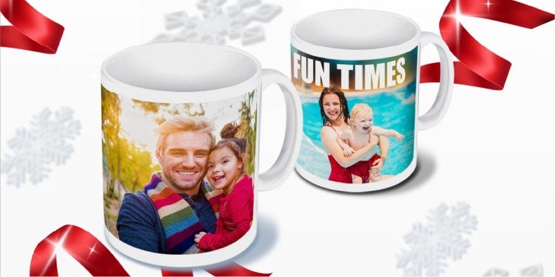 two photo mugs